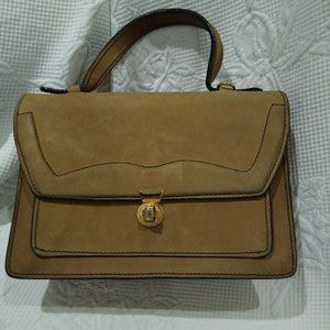 Vintage tan suede-finished leather handbag